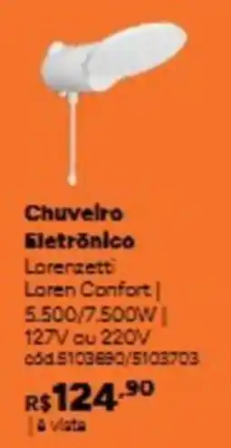 Tumelero Chuveiro Eletrônico Lorenzetti Loren Confort oferta