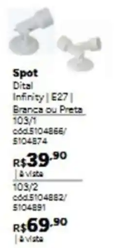 Tumelero Spot Dital Infinity | E27 | Branca ou Preta oferta