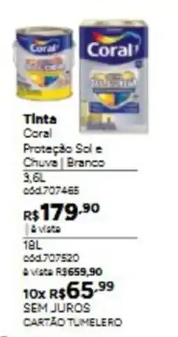 Tumelero Tinta coral proteção sol e chuva branco oferta
