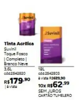 Tumelero Tinta Acrilica Suvinil Toque Fosco Completo Branco Neve oferta