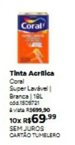 Tumelero Tinta Acrílica Coral Super Lavável Branca oferta