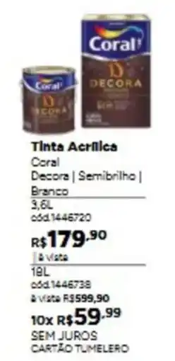 Tumelero Tinta Acrilica Coral Decora | Semibrilho | Branco oferta
