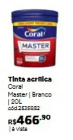 Tumelero Tinta acrílica coral master | branco oferta