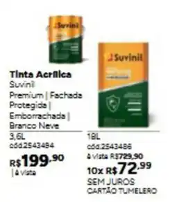 Tumelero Tinta Acrilica Suvinil Premium | Fachada Protegida | Emborrachada | Branco Neve oferta