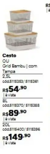 Tumelero Cesto ou grid bambu com tampa oferta