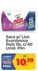 Tonin Superatacado Plin - saco p/ lixo econômico rolo 15l c/ 60 unid oferta