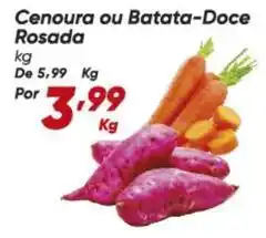 Dia De - cenoura ou batata-doce rosada oferta