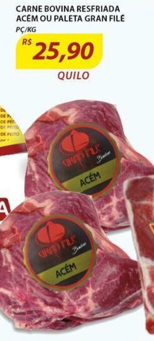Assaí Atacadista Carne Bovina Resfriada Acem ou Paleta Gran File 1kg oferta