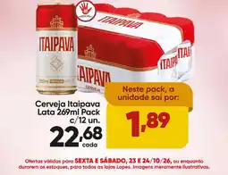 Lopes Supermercados Cerveja itaipava oferta