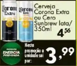 Confiança Supermercados Cerveja Corona Extra ou Cero Sunbrew lata oferta