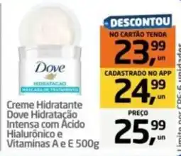 Tenda Atacado Creme hidratante dove hidratação intensa com ácido hialurônico e vitaminas a e e oferta