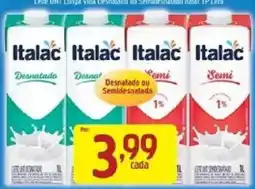 Supermercados Guanabara Lete UHT Longa Vida Desnatado ou Semidesnatado Italac 1% oferta