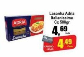 Higa's Supermercado Lasanha Adria Italianissima cx 500g oferta