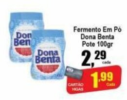 Higa's Supermercado Fermento em po Dona Benta pote 100g oferta