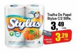 Higa's Supermercado Toalha De Papel Stylus c/2 50fls. oferta