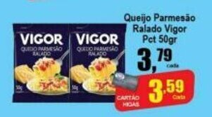 Higa's Supermercado Queijo Parmesao Ralado Vigor pct 50g oferta