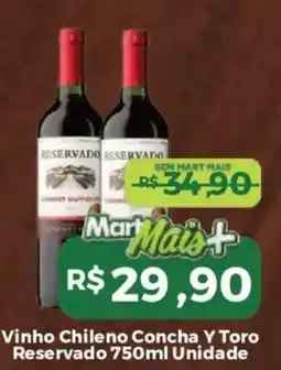 Mart Minas Vinho chileno concha y toro reservado oferta