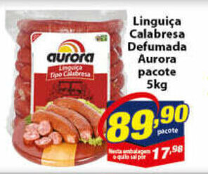 Vencedor Atacadista Linguica Calabresa Defumada Aurora pacote 5kg oferta