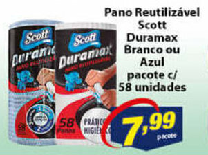 Pano Reutilizavel Scott Duramax Branco ou Azul pacote c/ 58unidades