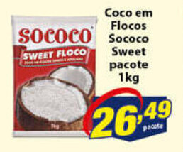 Vencedor Atacadista Coco em Flocos Sococo Sweet pacote 1kg oferta