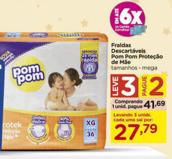 Carrefour Fraldas Descartaveis Pom Pom Protecao de Mae oferta