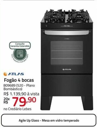 Lojas Lebes Atlas Fogao 4 Bocas oferta
