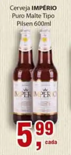 Supermercados Mundial Cerveja Imperio Puro Malte Tipo Pilsen 600ml oferta