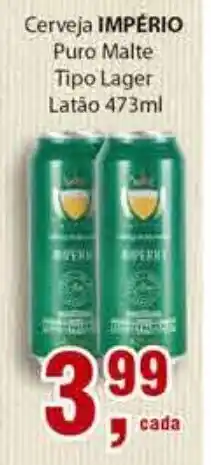 Supermercados Mundial Cerveja Imperio Puro Malte tipo lager Latao 473ml oferta