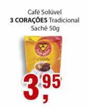 Supermercados Mundial Cafe Soluvel 3 Coracoes 50g oferta