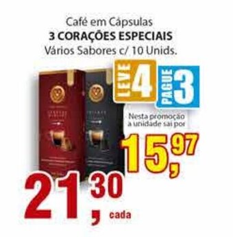 Supermercados Mundial Cafe em Capsulas 3 Coracoes c/10 unids. oferta