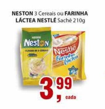 Supermercados Mundial Neston 3 Cereais ou Farinha Lactea Nestle 210g oferta