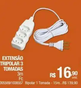 Extensão tripolar 3 tomadas