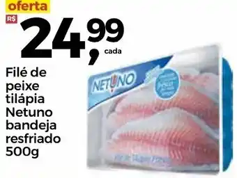 Frangolândia File de peixe tilapia Netuno pacote resfriado 500g oferta