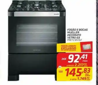 GBarbosa Fogão 5 Bocas Mueller Decorato Vetro G3 oferta