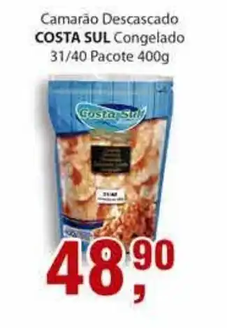 Supermercados Mundial Camarao descascado Costa Sul congelado 31/40 pacote 400g oferta