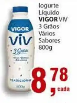 Supermercados Mundial Iogurte liquido Vigor Viv 3 graos 800g oferta