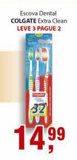 Supermercados Mundial Escova dental Colgate Extra Clean Leve 3 Pague 2 oferta