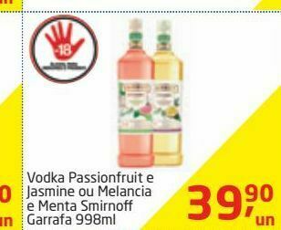 Tenda Atacado Vodka passionfruit e jasmine ou melancia e menta smirnoff garrafa 998ml oferta