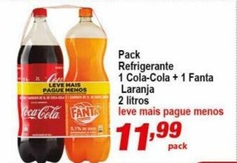 Ricoy Supermercados Pack refrigerante 1 Coca Cola + 1 Fanta Laranja 2L oferta