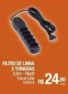 Filtro De Linha 5 Tomadas 0.8m Bivolt Force Line