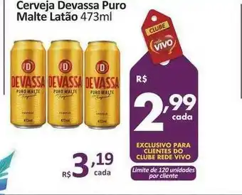 Rede Vivo Cerveja Devassa Puro Malte Latão oferta