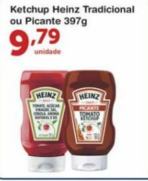 Roldão Ketchup Heinz Tradicional ou Picante 379g oferta