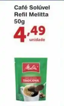 Roldão Cafe Soluvel Refil Melitta 50g oferta