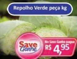Supermercados Savegnago Repolho Verde peca 1kg oferta