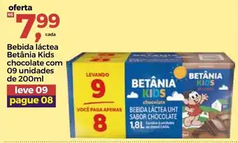 Frangolândia Bebida Lactea Betania Kids Chocolate com 09 unidades de 200ml oferta