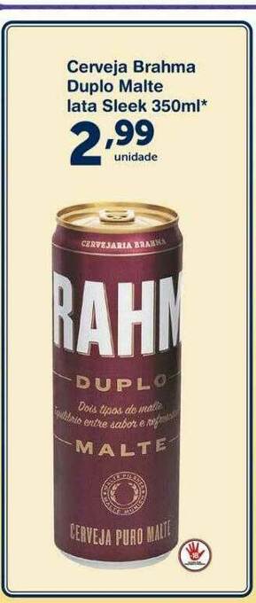 Roldão Cerveja Brahma Duplo Malte Lata Sleek oferta