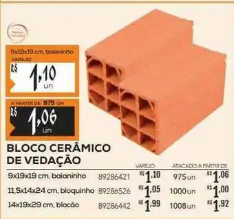Obramax Bloco Cerâmico De Vedação oferta