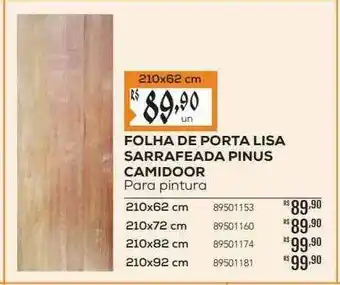 Obramax Folha De Porta Lisa Sarrafeada Pinus Camidoor Para Pintura oferta