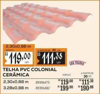Obramax Telha Pvc Colonial Cerâmica oferta