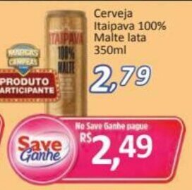 Supermercados Savegnago Cerveja Itaipava 100% Malte lata 350ml oferta